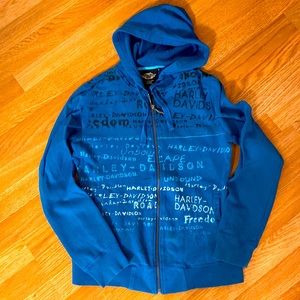 Harley Davidson Blue Sweatshirt Hoodie Jacket